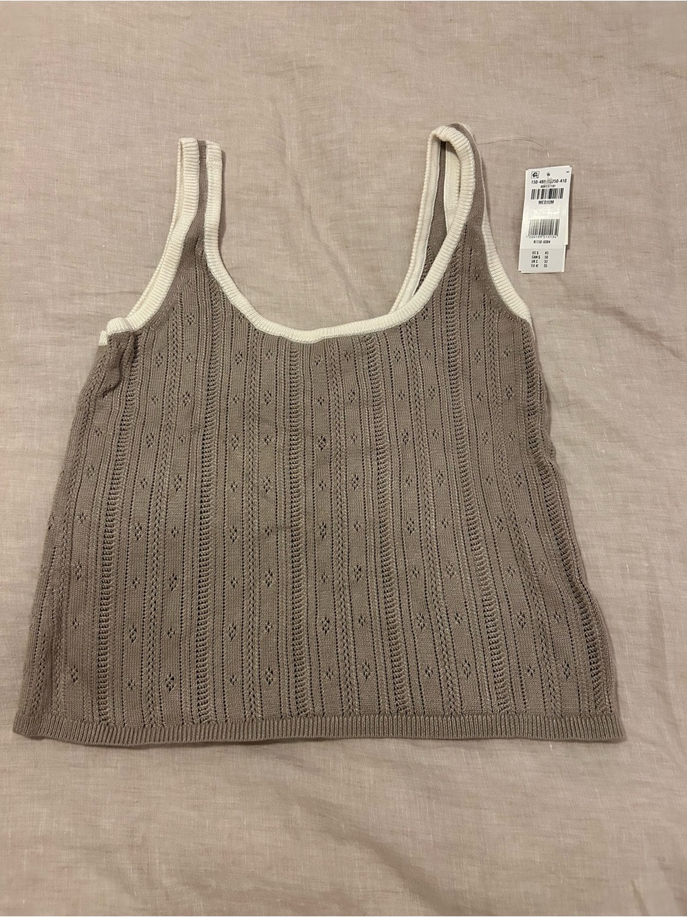 Abercrombie & Fitch Taupe Knit Tank with Cream Trim